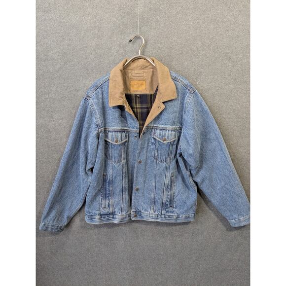 VTG Sonoma Chore Jacket Mens XL Denim Barn Coat Corduroy Collar Flannel Lined - Picture 6 of 13